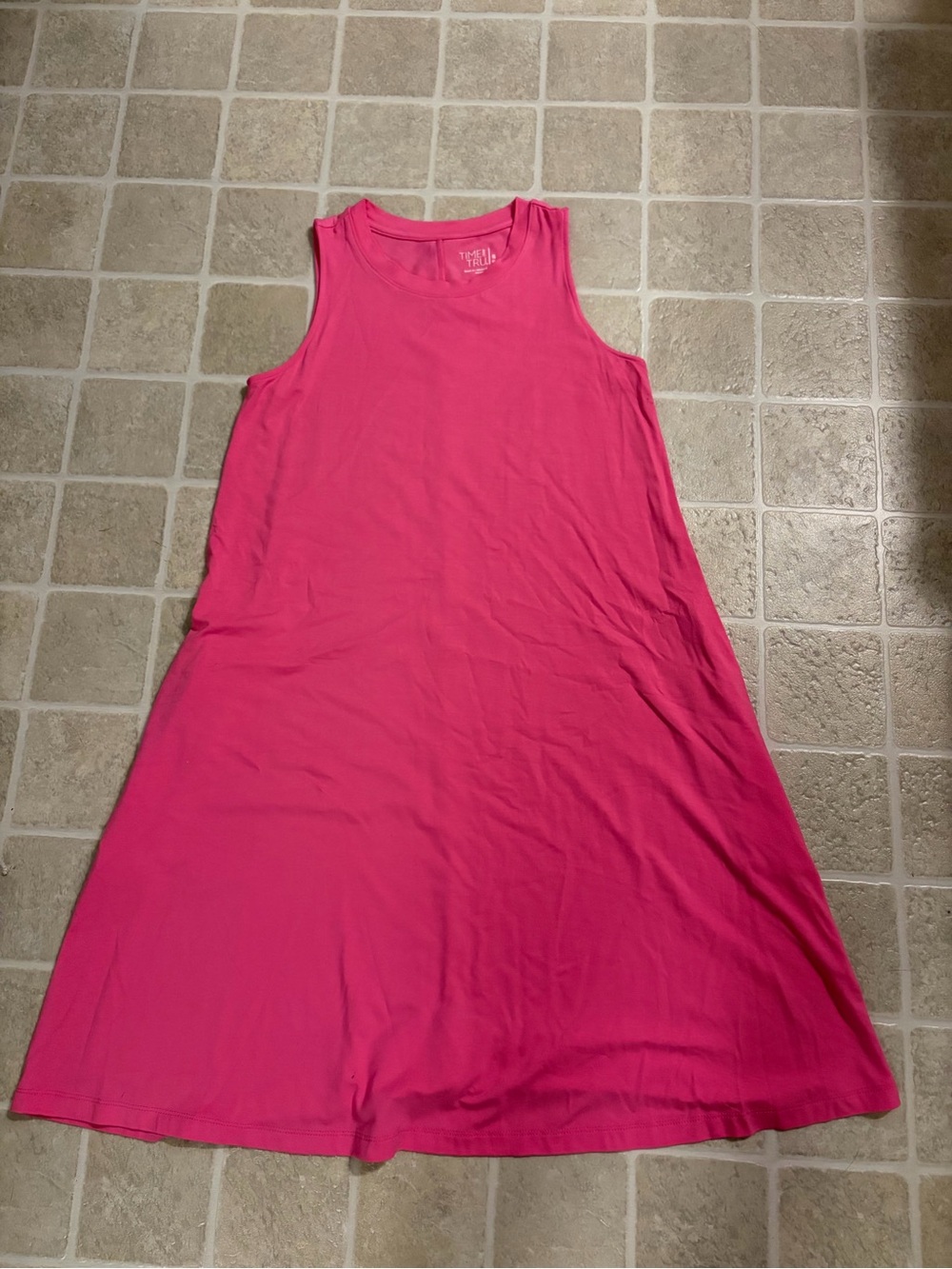 Time and Tru Sleeveless Midi Dress in Bright Pink